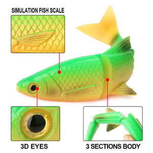 Señuelo de Pesca Spinpoler, Cuerpo Segmentado, Swimbait Shad, Jerkbait Suave, Minnow, 3 Secciones, Cola Bifurcada, para Pesca en Agua Salada, Lubina, <span class=keywords><strong>Trucha</strong></span> - Product Image 4