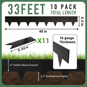 HUGELEAF Steel No-Dig Easy Install Black Flexible Rectangle <b>Metal</b> Garden Lawn <b>Edging</b> <b>Border</b> with Landscape Stakes - Product Image 2