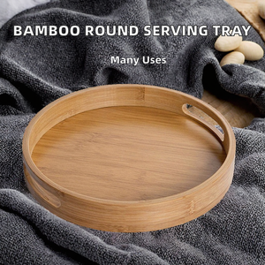 Bamboo Wooden Single <b>Serving</b> <b>Tray</b> <b>Handle</b> Lacquer Finish Multifunctional Kitchen Bathroom Storage for Jewelry Tableware Shaad - Product Image 2