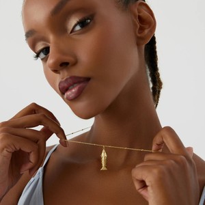Zooying Popular mejor venta de acero inoxidable 18K oro <span class=keywords><strong>turquesa</strong></span> cuentas oro pescado hueso colgante collar para mujer - Product Image 2