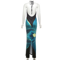 Dropshipping Vente en Gros Mode Femme Vêtements Sexy Boutique Imprimé Numérique 2025 Robe Longue Sans Manches