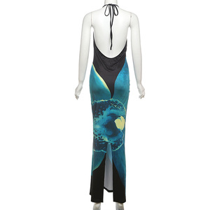 Dropshipping Abbigliamento <span class=keywords><strong>Donna</strong></span> all'Ingrosso, Vestito Lungo Senza Maniche Sexy con Stampa Digitale 2025 - Product Image 6