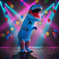 Costume gonflable bleu de T-Rex pour adulte, convient aux personnes de 1,5 à 2 m. Idéal pour Noël, le cosplay, les fêtes, les spectacles sur scène et les bals masqués