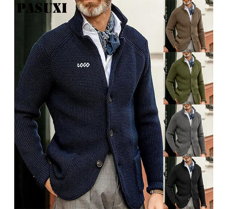 PASUXI 2024 nuevo Invierno Polar cálido suéter hombres cárdigan hombres suéteres delgados abrigo de punto hombres Navidad Jumper ropa