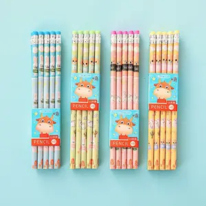 Non-toxic assorted colorful Cartoon characters shape pencil for student children gift