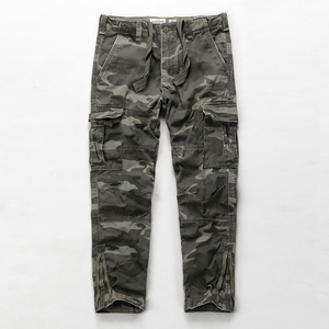 Pantalones Cargo de algodón 100% para hombre, <span class=keywords><strong>verde</strong></span> oliva, cintura alta, tela tejida holgada, rectos, oscuros, múltiples bolsillos, cremalleras en el tobillo, informales - Product Image 5