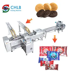 Paketleme makineleri akış paketi ve kenar paketi sandviç bisküvi makinesi ile yüksek verimli bisküvi krem makinesi