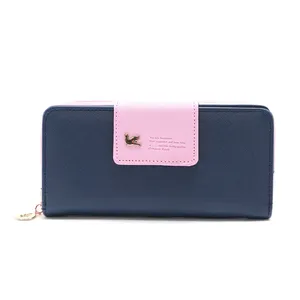 Brand Custom Logo Luxury Leather Violet ladies clutch Purse Wallet For Mobile Phone