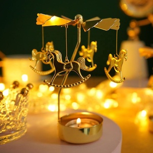 Wholesale Rotating <strong>Candle</strong> <strong>Holder</strong> Christmas Wedding Gifts Custom Logo Tealight Metal Carousel <strong>Candle</strong> <strong>Holder</strong> - Product Image 1