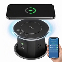 Multiprise intelligente Wi-Fi motorisée IP65 étanche pour bureau, 3 prises, USB-C, 16A, avec fonction NFC et prise réseau US