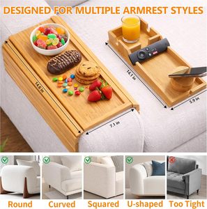 Pullable Sofa <strong>Arm</strong> Table, Sofa Armrest Cup Holder Armrest with Detachable 360&deg; Rotating Phone Stand - Product Image 2