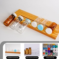 Flacon en verre de 5 ml pour poudre lyophilisée, flacon de 7 ml/10 ml pour sérum, finition sablée, compact, portable, nouveau couvercle transparent, sérum pour les soins capillaires