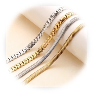 GT HipHop 6mm Antialérgico 18K Chapado en oro Acero inoxidable Collar de cadena de serpiente plana para mujeres y hombres - Product Image 1