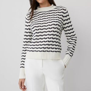 Phụ Nữ Của Len Crewneck Áo Len Mới Mùa Xuân Mùa Hè Bộ Sưu Tập Liền Mạch Sọc Lỏng Vest Giảm Béo Bên Ngoài Hàng Đầu Dệt Kim Dệt - Product Image 4