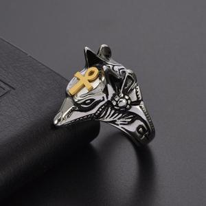 24Mm Roestvrijstalen Ring Zilver Gegoten Oude Egyptische Anubis God Wolf Dier Roestvrij Staal Ringvinger Ring Sieraden 657 - Product Image 4