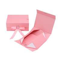 Boîte de beauté pliable en papier kraft imprimé sur mesure, à fermeture magnétique et ruban, pour mariage