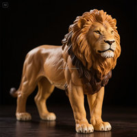 Sculptures d'animaux en résine et en bois, lion, vente chaude, sculptées à la main, décoration d'intérieur, statue