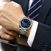Montre à quartz pour homme de luxe OEM, acier inoxydable bicolore, lunette cannelée, logo personnalisé, montre d'affaires, Montre Homme De Luxe