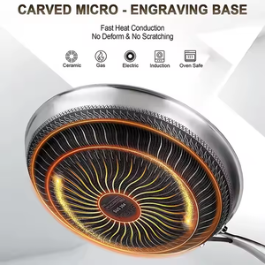 Sartén de acero inoxidable de tres capas superventas, cerámica de inducción de alta calidad, antiadherente con patrón de grabado Woks - Product Image 3