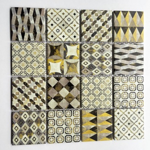 <span class=keywords><strong>Piastrelle</strong></span> in Mosaico Ceramico 3D Nero e Oro Effetto Marmo, 305x305mm, per Cucina e <span class=keywords><strong>Bagno</strong></span>, Decorazione d'Interni - Product Image 4