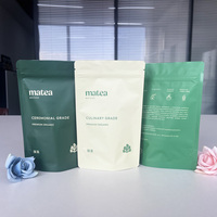 Sachet d'emballage personnalisé imprimé avec fermeture éclair, en plastique, à fond plat, thermoscellable, pour poudre de matcha, café, collations et aliments