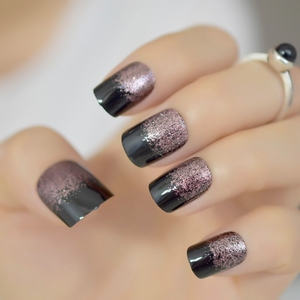 Uñas Postizas Cuadradas <span class=keywords><strong>con</strong></span> <span class=keywords><strong>Purpurina</strong></span>, Puntas Francesas <span class=keywords><strong>con</strong></span> <span class=keywords><strong>Purpurina</strong></span>, Suministros para Uñas Negras, Productos de Belleza para Salón, <span class=keywords><strong>Manicura</strong></span> - Product Image 1