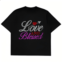Transfert de strass personnalisé par presse à chaud, motif 'Christian Blessed', pour T-shirt