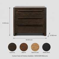 Table d'appoint à 3 tiroirs en chêne fumé français pour salon, table d'appoint de canapé en bois foncé, personnalisable OEM ODM