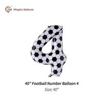 Ballon en feuille d'aluminium de 40 pouces à motif de football, chiffres 0-9, ballon en Mylar, décoration de fête d'anniversaire sur le thème du football pour garçons