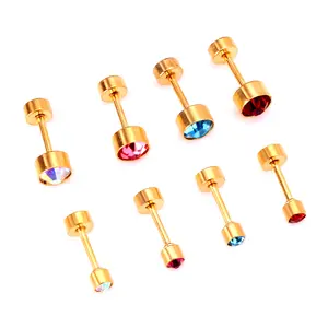 New arrival fashion simple different size cylindrical plug stud stainless earrings for women
