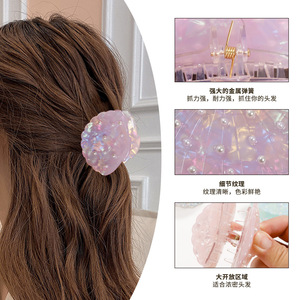 คลิปหนีบผมรูปกรงเล็บ PVC 6ซม. อุปกรณ์เสริมสำหรับผมใหม่ล่าสุดหนังหอยมุกสีสันสดใส - Product Image 2