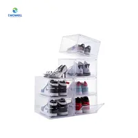 Boîte à chaussures transparente, empilable en plastique pour baskets,  ouverture frontale magnétique et boîte de rangement pour chaussures de  grande