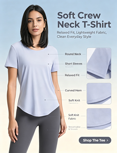 Camiseta ligera para mujer para el día a día, cuello redondo, manga corta, estilo casual y sencillo - Product Image 5