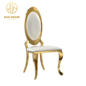 SILLA DE BODA DE ACERO INOXIDABLE dorada <span class=keywords><strong>para</strong></span> restaurante, asiento trasero redondo de lujo <span class=keywords><strong>para</strong></span> fiestas, eventos y Hotel, venta al por mayor - Product Image 2