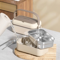 Boîte à lunch en acier inoxydable avec couverts, multi-compartiments, portable, multifonctionnelle, boîte à bento hermétique pour enfants et adultes