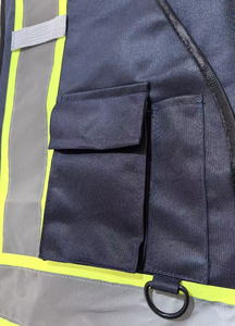سترة أمان عاكسة مخصصة باللون الأزرق البحري عالية الوضوح بسحاب للعمل - Product Image 3