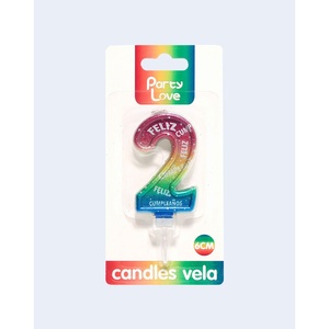 Vela de Cumpleaños con Número 2 Multicolor de 6 cm para Decoración de Pasteles - Product Image 2