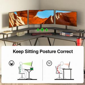 Bureau d'angle à LED RVB avec porte-gobelet Bureau de jeu en L avec lumières LED et prises de courant - Product Image 6