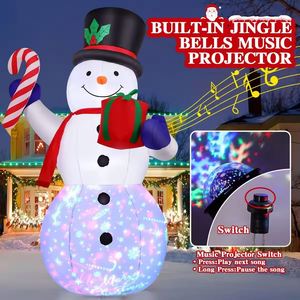 Projecteur LED gonflable de Noël personnalisé de 8 pieds pour la vente en gros, 360° °   Bonhomme de neige coloré avec musique intégrée et rotation - Product Image 3