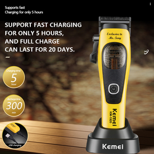 Cortadora de Pelo Kemei Km-1920 con Batería de Litio de 4500 mAh, Potente para Barbería, Motor Magnético de 9000 RPM, Inalámbrica con Base - Product Image 5