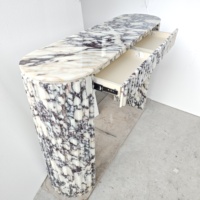 Table console moderne de luxe en marbre Calacatta Viola de Turquie avec 2 tiroirs pour hôtels et villas au prix d'usine