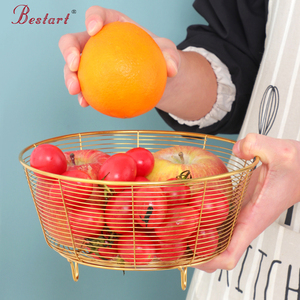 Support multifonctionnel pour panier <span class=keywords><strong>à</strong></span> fruits en acier inoxydable, panier <span class=keywords><strong>à</strong></span> fruits en fil métallique, bol de rangement de cuisine, support rond en maille pour légumes - Product Image 2