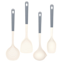 Kit de 4 ustensiles de cuisine en silicone de qualité alimentaire : cuillères et spatules antiadhésives, résistantes à la chaleur, antidérapantes et anti-brûlure pour le service