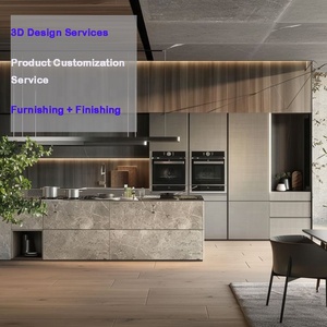 Progetto Villa Australiana: Set Completo di Mobili da <span class=keywords><strong>Cucina</strong></span>, Isola e Pensili in Melaminico, Design <span class=keywords><strong>Cucina</strong></span> con Top in Marmo - Product Image 2