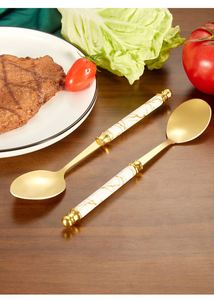 Luxury French Style Marble Cutlery Set Stainless Steel Silverware Set Classic Style 4/24 Spoon <b>Knife</b> <b>Fork</b> Christmas Cutlery Set - Product Image 5