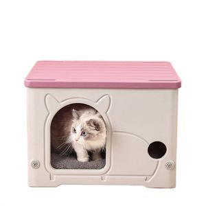 Abri extérieur pour chien et chat résistant aux intempéries Protection toutes saisons Facile à nettoyer Aucun assemblage requis Construction en plastique Semi-fermé - Product Image 4