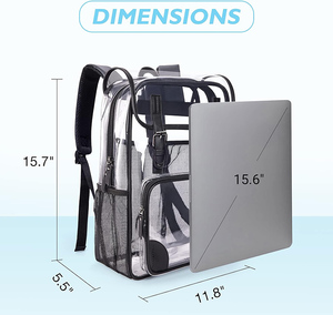 Clear Backpack Heavy Duty Thick PVC <strong>Transparent</strong> Backpack with Leather Trim Large Capacity See Through Backpack