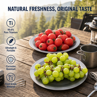 KEITH TI5513 Assiette Ronde en Titane Pur Portable pour Camping en Plein Air, Plateau de Cuisson à la Vapeur, Vaisselle
