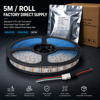 Bande LED RVB adressable ZY WS2812B 5V SMD programmable à contrôle ponctuel, étanche, boîtier métallique, fil doré -25°C +85°C