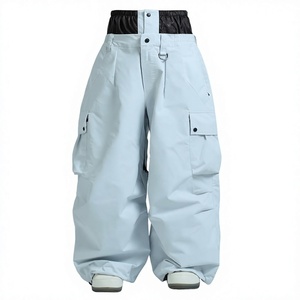 Pantalon de ski cargo unisexe bleu clair avec caractéristiques imperméables et coupe-vent -Tex, fermeture à cordon pour adultes - Product Image 1